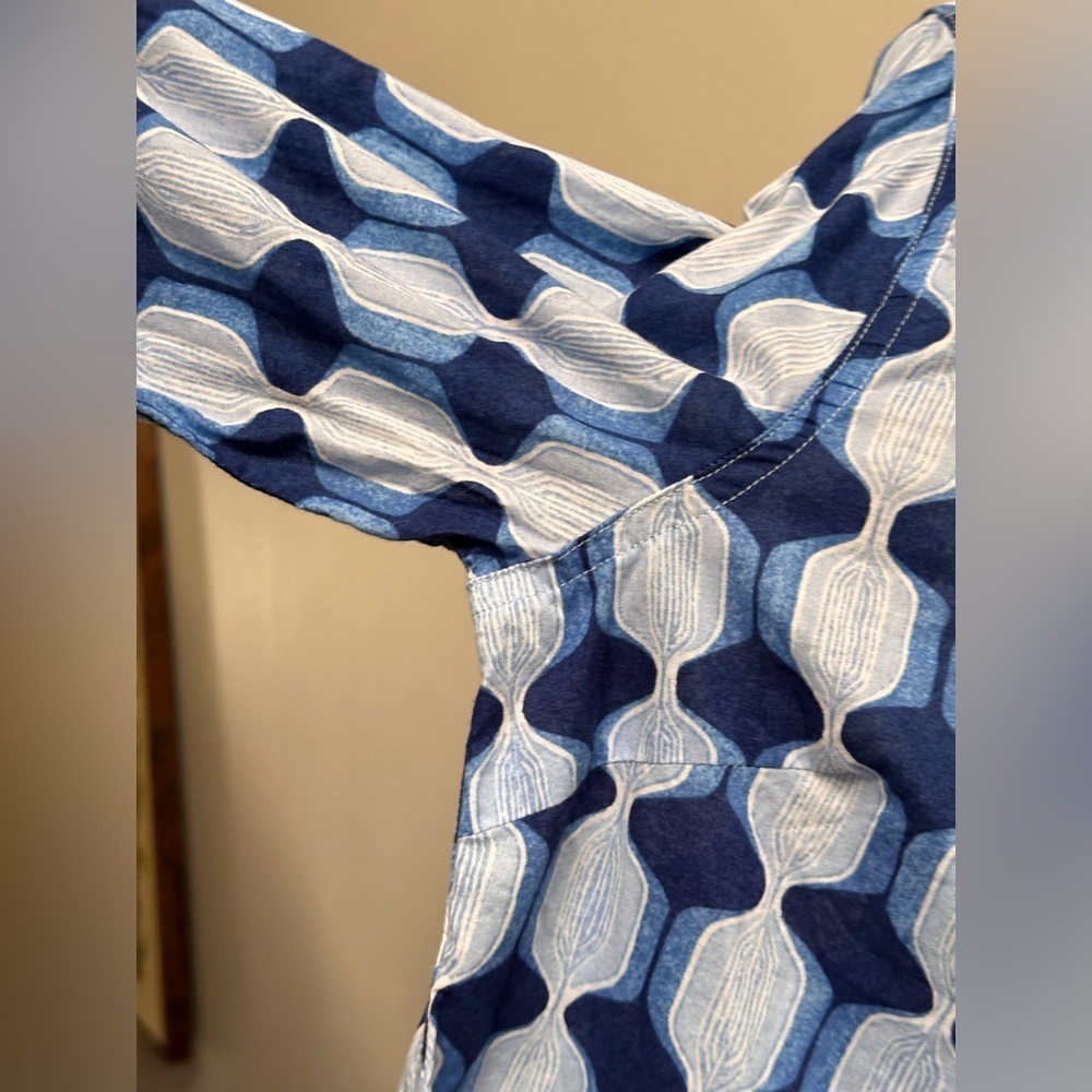 J.McLaughlin Lois Long Sleeve Shirt Blue Preppy Coastal Resort Vacation Cotton - Picture 5 of 10